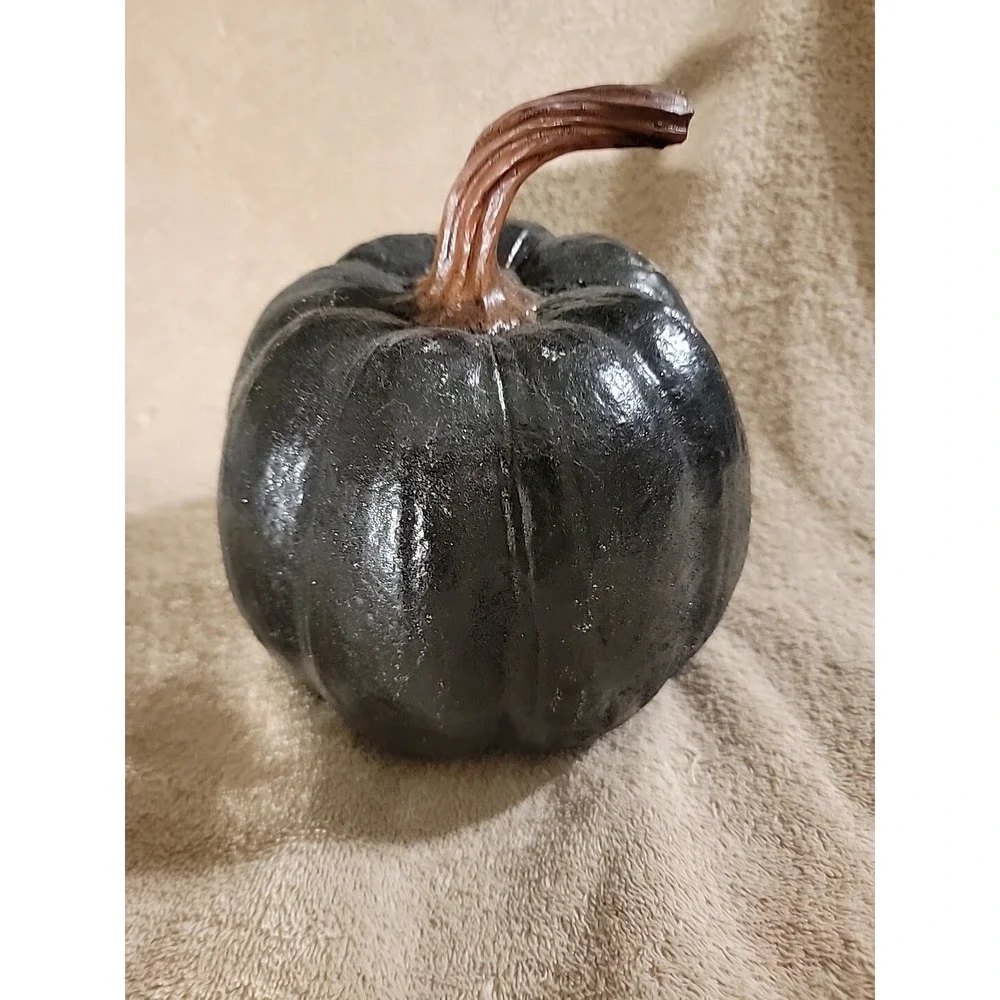 Black Glitter Pumpkin Featuring Witch Flying In‎ Front Of Moon 
